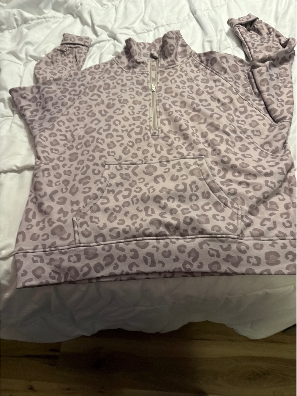 Discount Divas Boutique Women's XL Pink Leopard Print Half-Zip Pullover Sweatsh